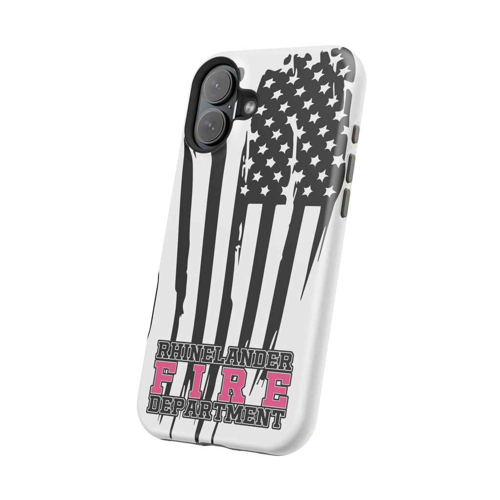 iPhone Magnetic Impact Case — Rhinelander Fire Department Pink & Black Flag Design