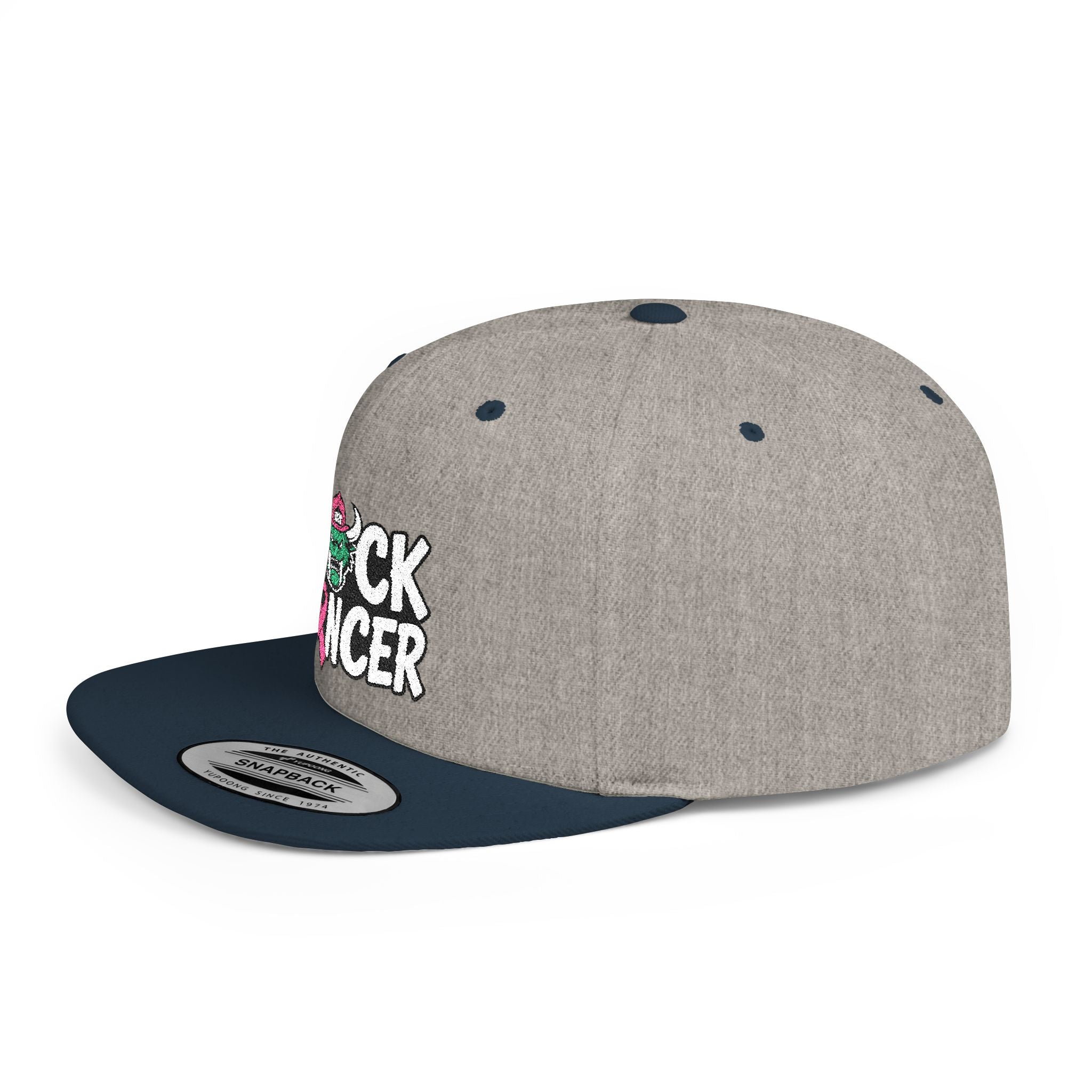 Flat Bill Snapback - “F*ck Cancer” Pink Ribbon Support Hat
