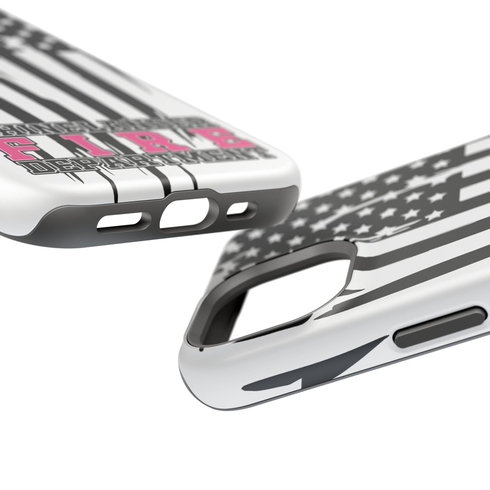 iPhone Magnetic Impact Case — Rhinelander Fire Department Pink & Black Flag Design