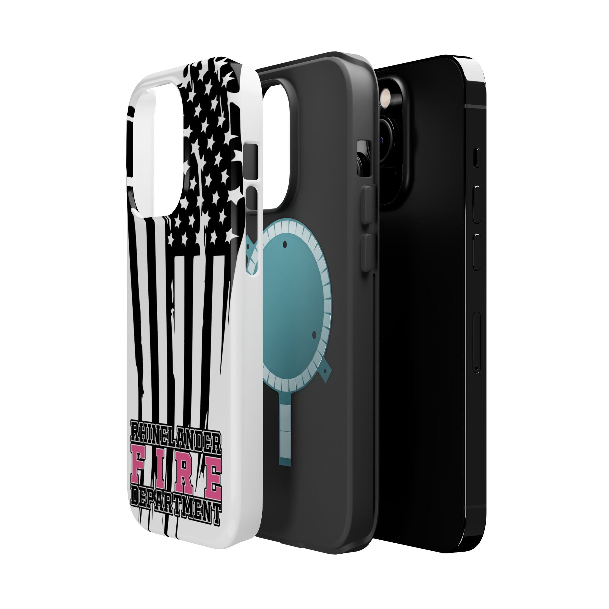 iPhone Magnetic Impact Case — Rhinelander Fire Department Pink & Black Flag Design