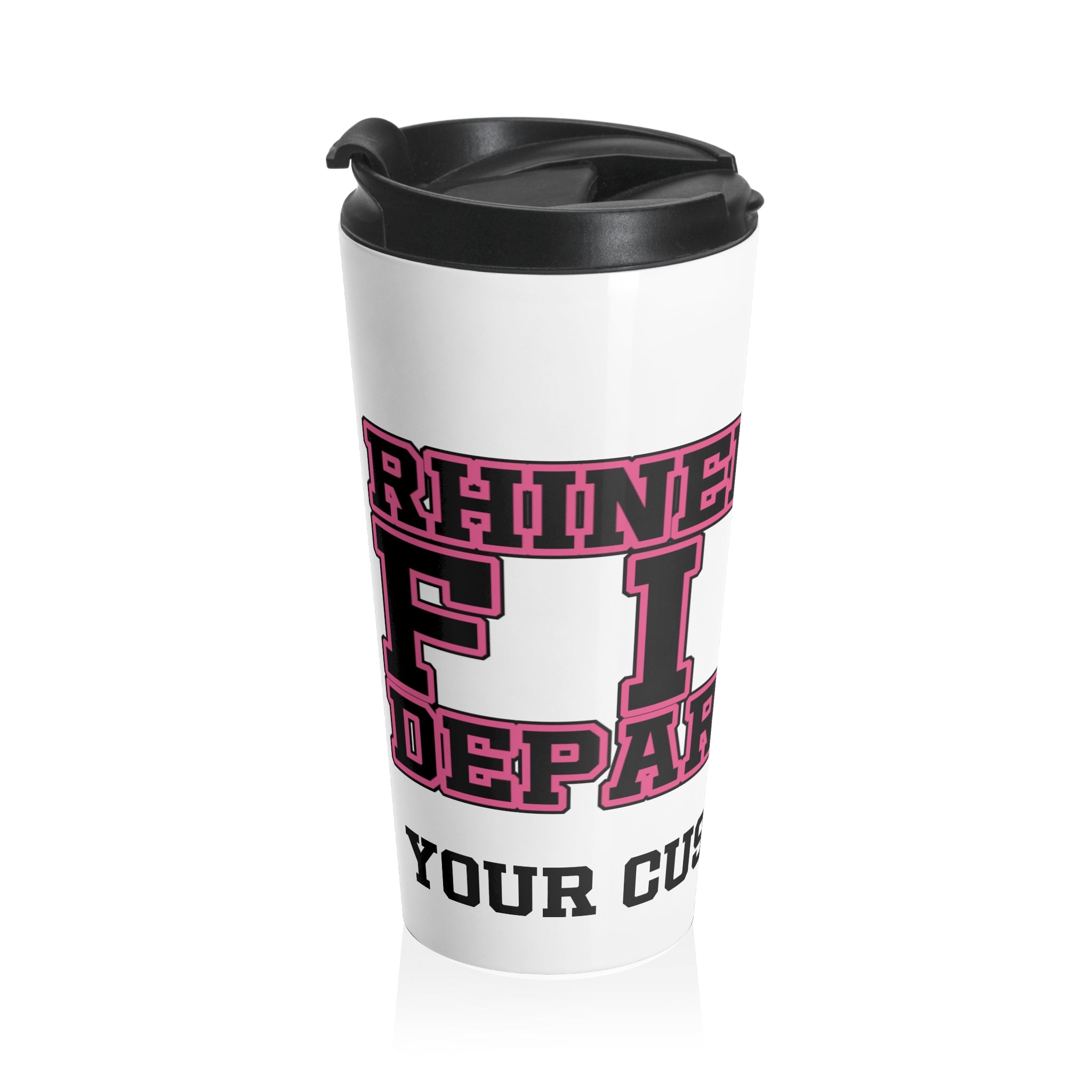 RHINELANDER FIRE breast cancer stainless steel travel mug - Customizable Text