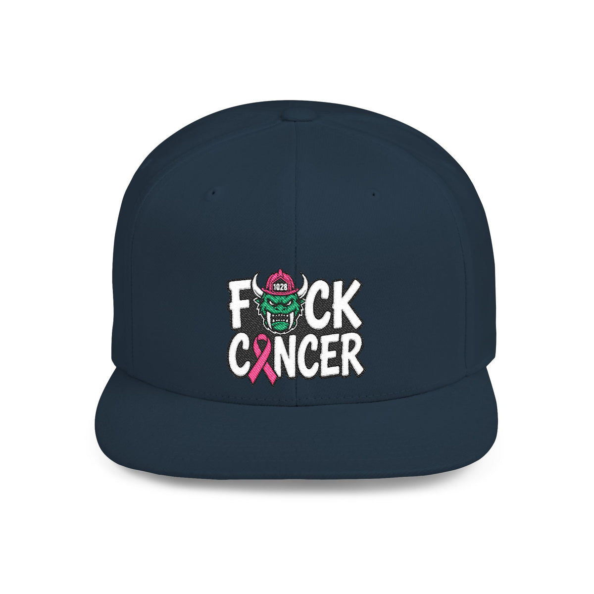 Flat Bill Snapback - “F*ck Cancer” Pink Ribbon Support Hat