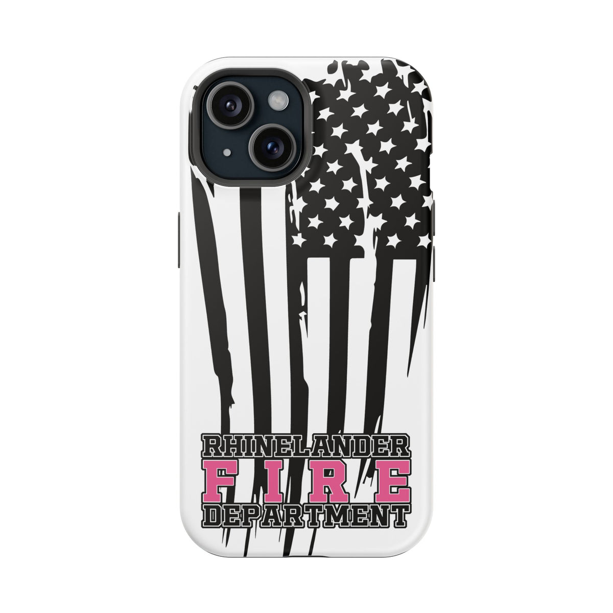 iPhone Magnetic Impact Case — Rhinelander Fire Department Pink & Black Flag Design