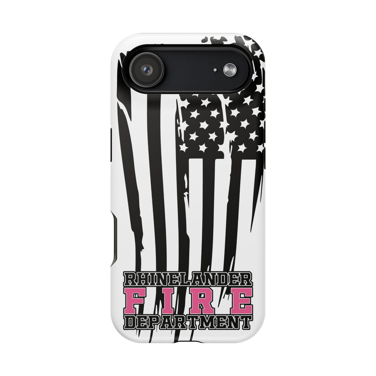 iPhone Magnetic Impact Case — Rhinelander Fire Department Pink & Black Flag Design