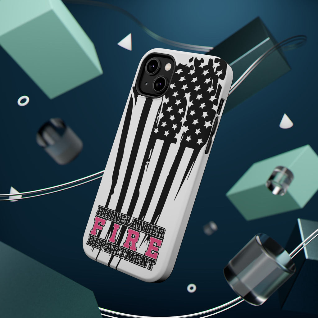 iPhone Magnetic Impact Case — Rhinelander Fire Department Pink & Black Flag Design