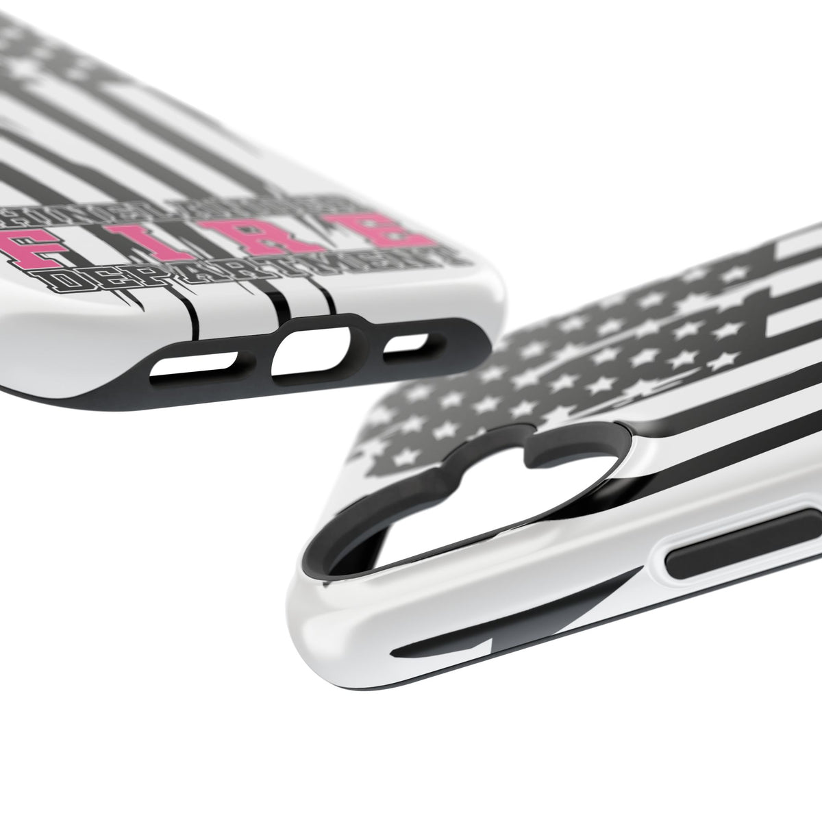 iPhone Magnetic Impact Case — Rhinelander Fire Department Pink & Black Flag Design