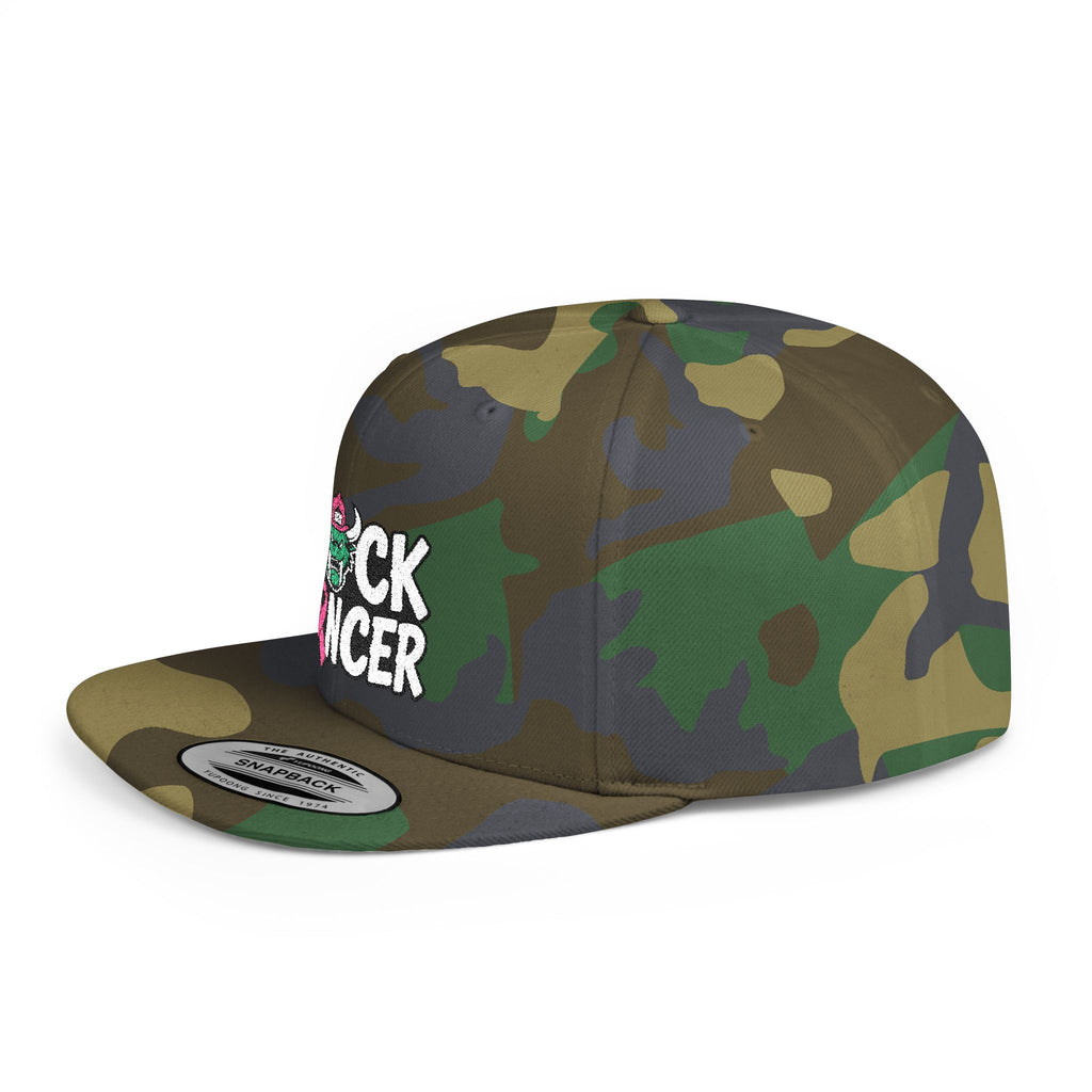Flat Bill Snapback - “F*ck Cancer” Pink Ribbon Support Hat