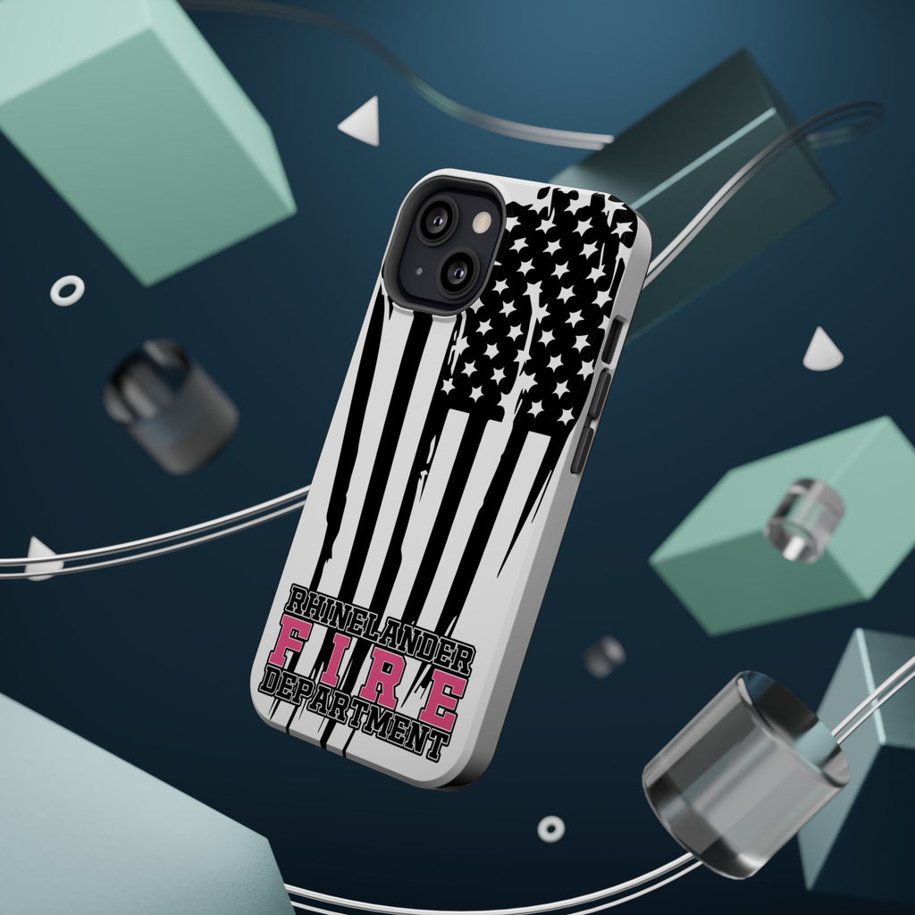 iPhone Magnetic Impact Case — Rhinelander Fire Department Pink & Black Flag Design