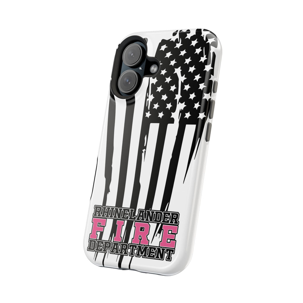 iPhone Magnetic Impact Case — Rhinelander Fire Department Pink & Black Flag Design