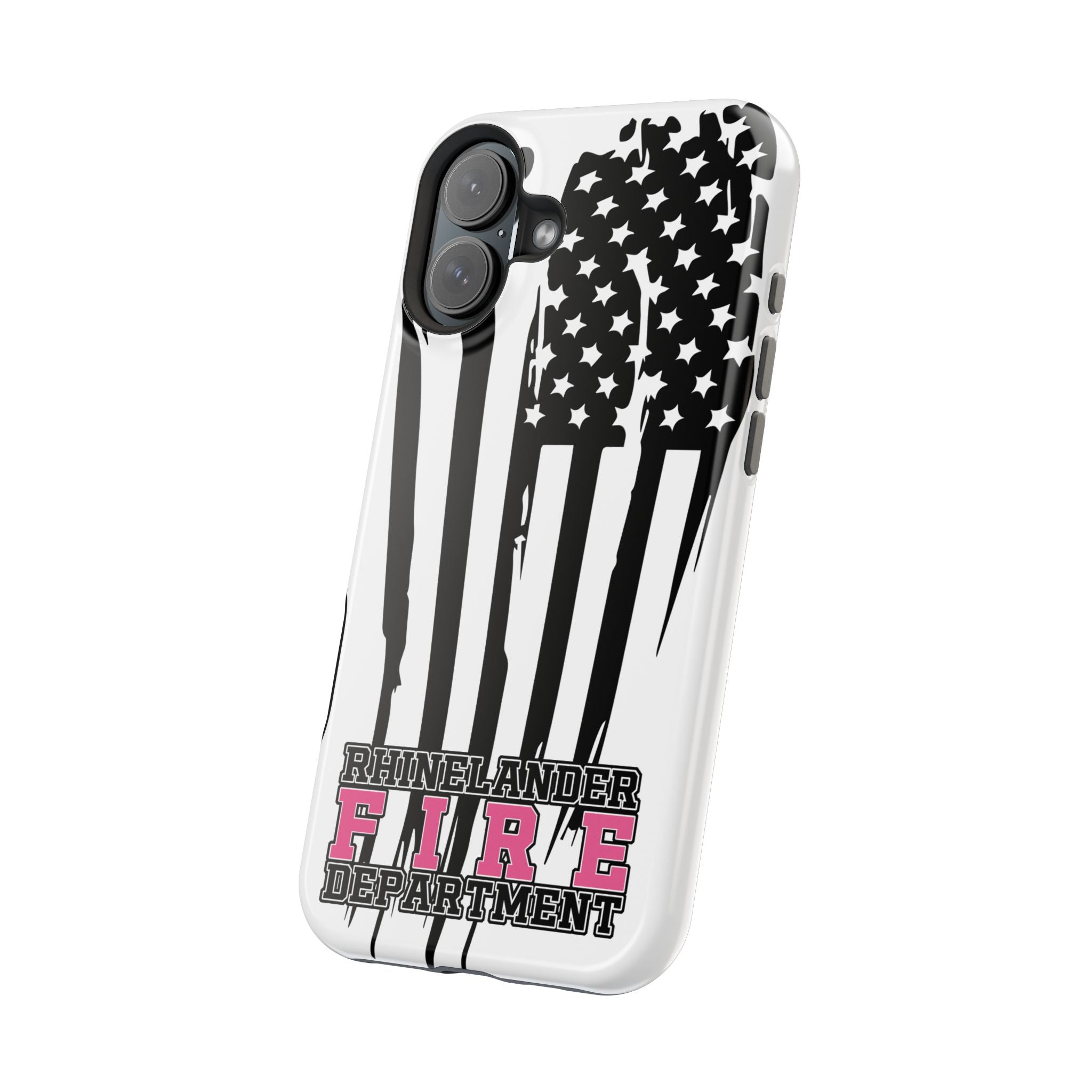 iPhone Magnetic Impact Case — Rhinelander Fire Department Pink & Black Flag Design