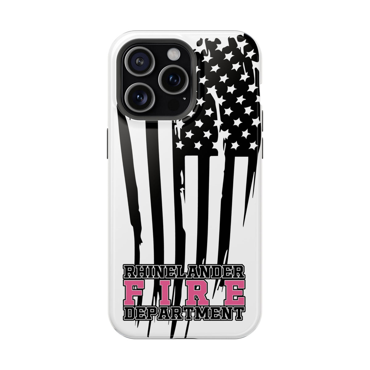 iPhone Magnetic Impact Case — Rhinelander Fire Department Pink & Black Flag Design
