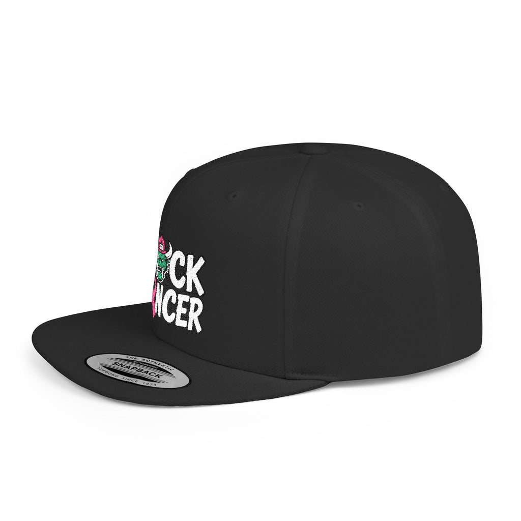 Flat Bill Snapback - “F*ck Cancer” Pink Ribbon Support Hat