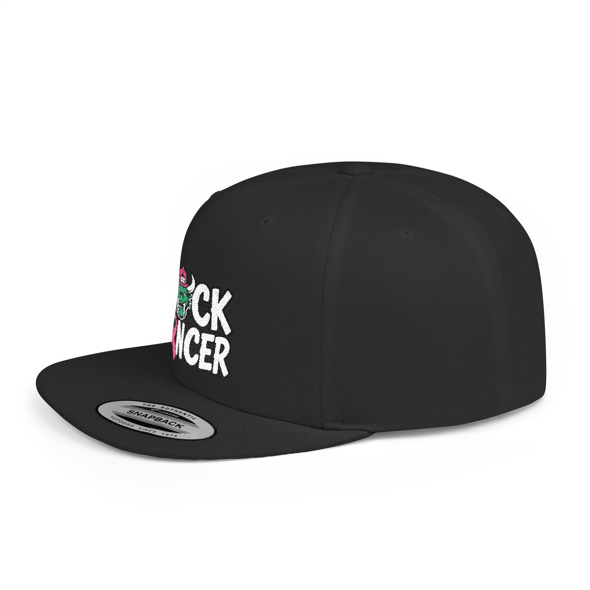 Flat Bill Snapback - “F*ck Cancer” Pink Ribbon Support Hat