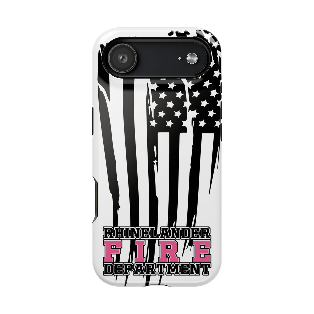 iPhone Magnetic Impact Case — Rhinelander Fire Department Pink & Black Flag Design