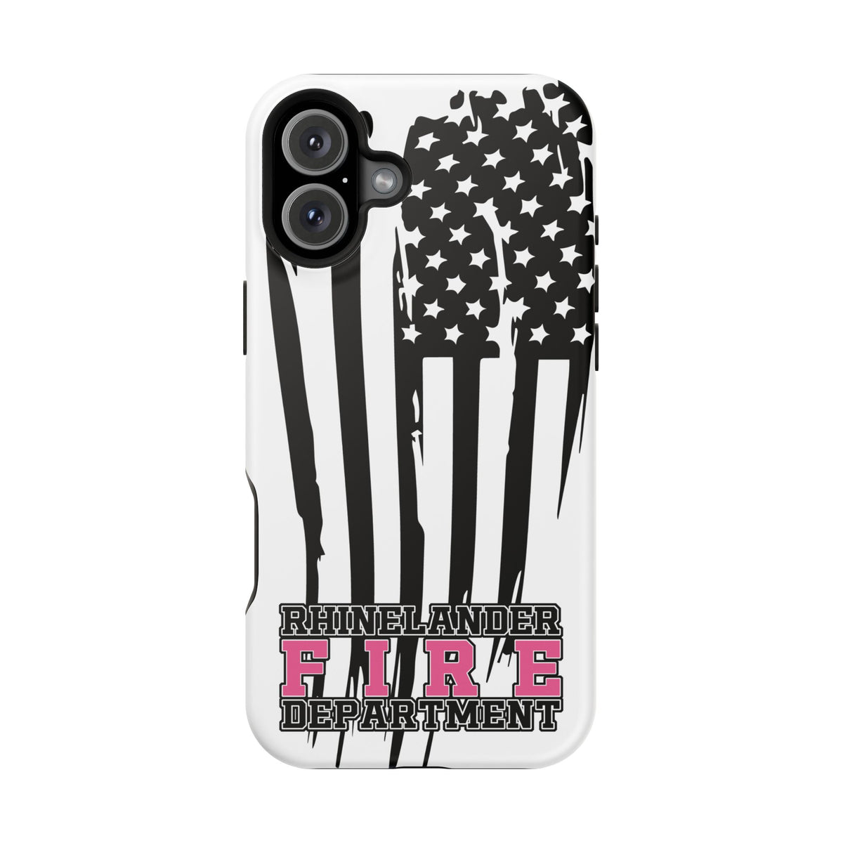 iPhone Magnetic Impact Case — Rhinelander Fire Department Pink & Black Flag Design