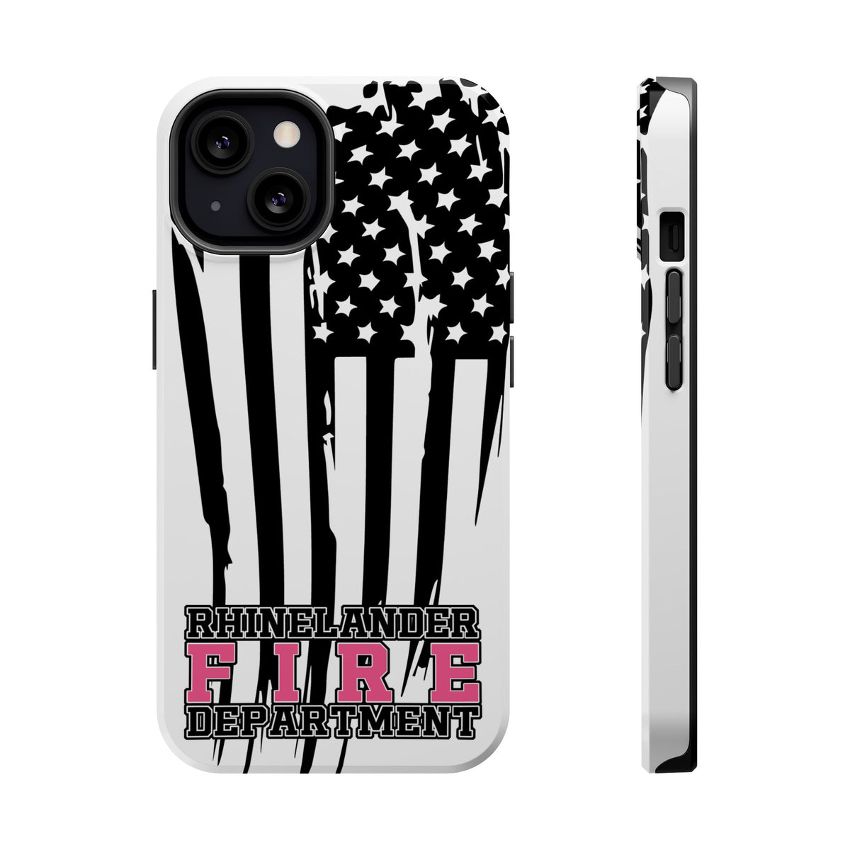 iPhone Magnetic Impact Case — Rhinelander Fire Department Pink & Black Flag Design