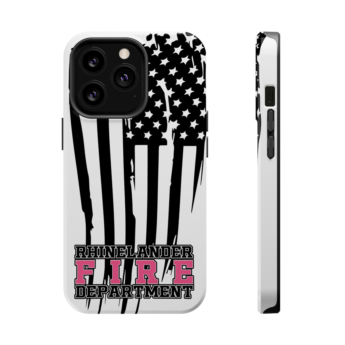 iPhone Magnetic Impact Case — Rhinelander Fire Department Pink & Black Flag Design