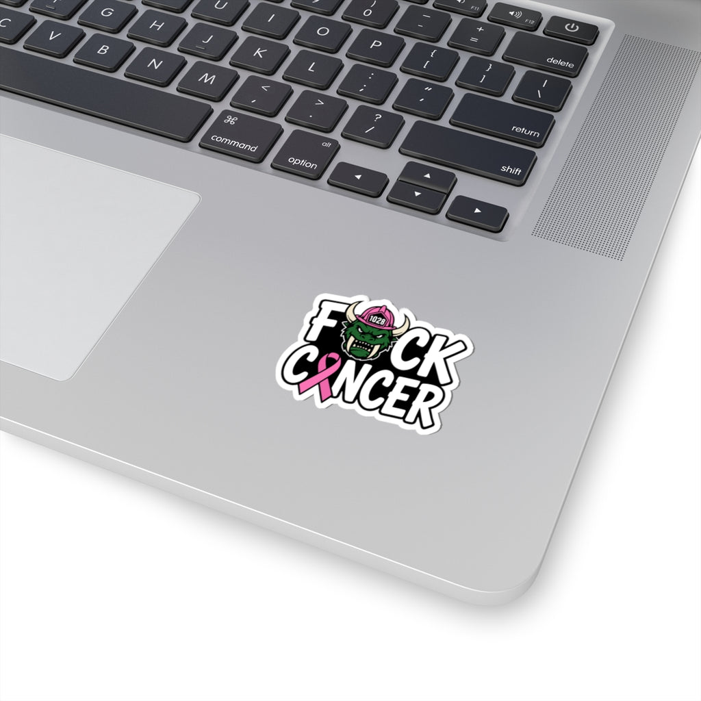 Fuck Cancer Sticker — Pink Ribbon Firefighter Viking Kiss-Cut Vinyl Decal