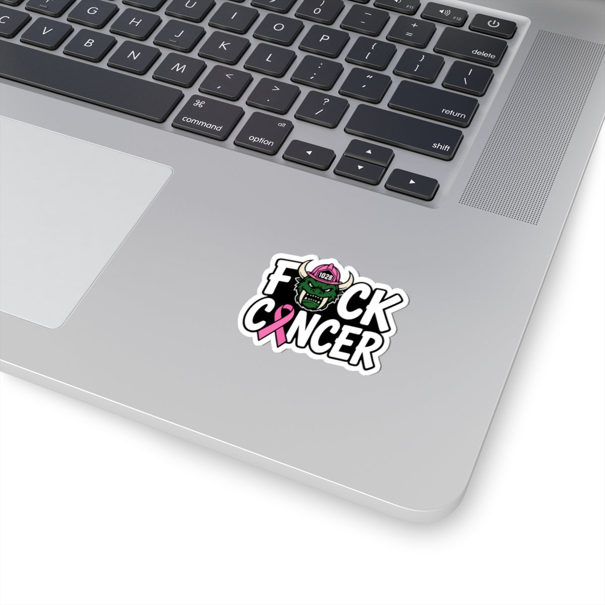 Fuck Cancer Sticker — Pink Ribbon Firefighter Viking Kiss-Cut Vinyl Decal