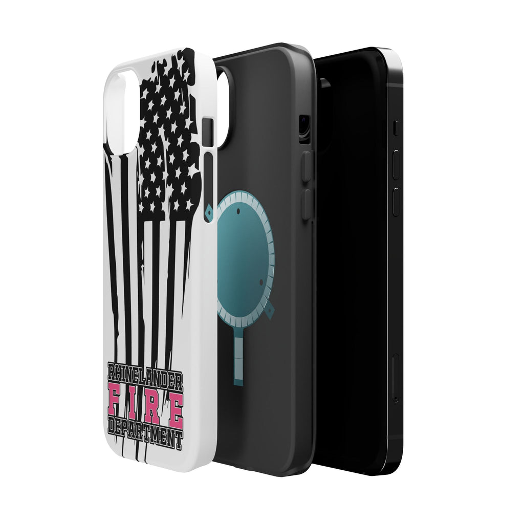 iPhone Magnetic Impact Case — Rhinelander Fire Department Pink & Black Flag Design