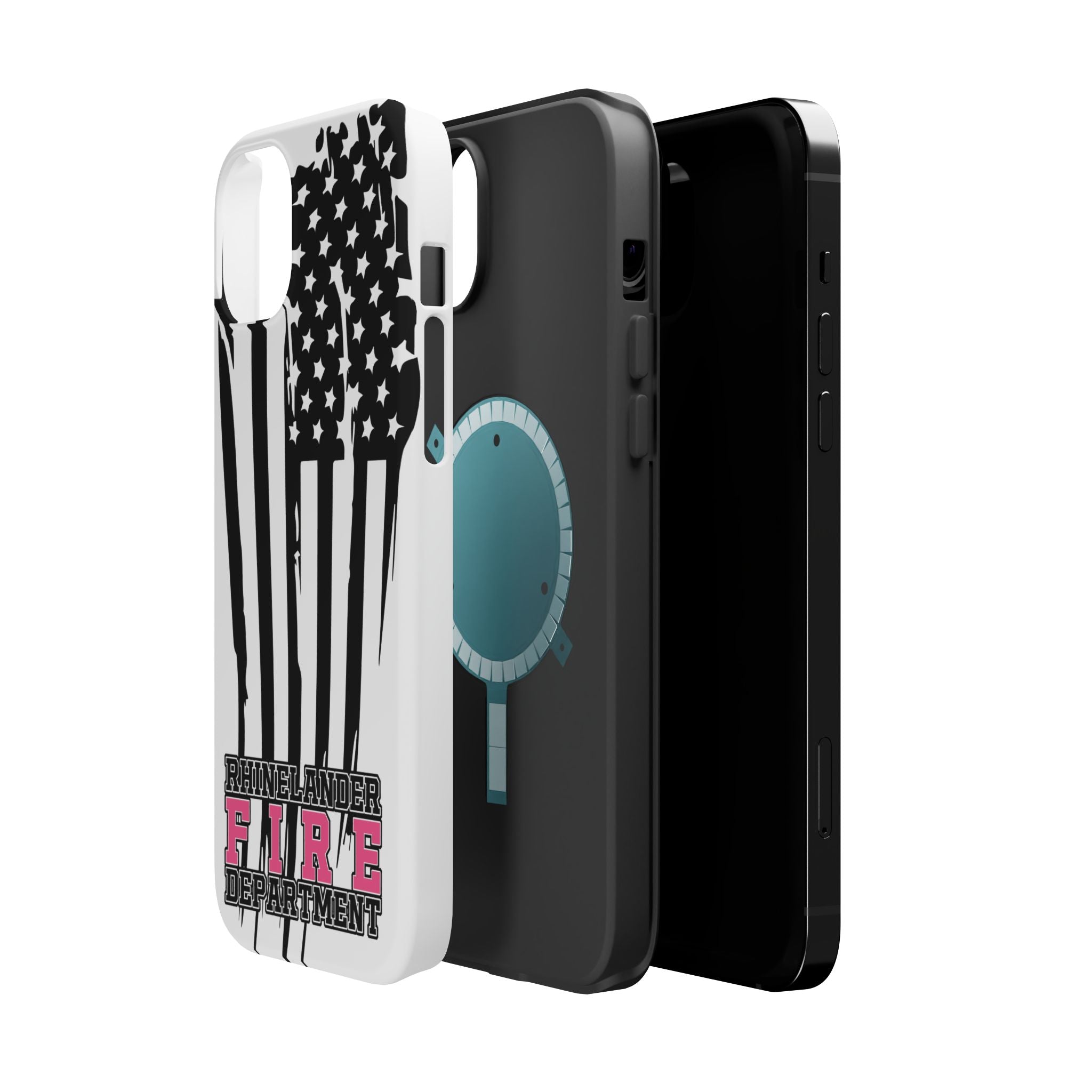 iPhone Magnetic Impact Case — Rhinelander Fire Department Pink & Black Flag Design