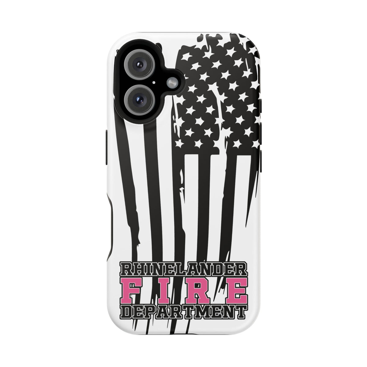 iPhone Magnetic Impact Case — Rhinelander Fire Department Pink & Black Flag Design