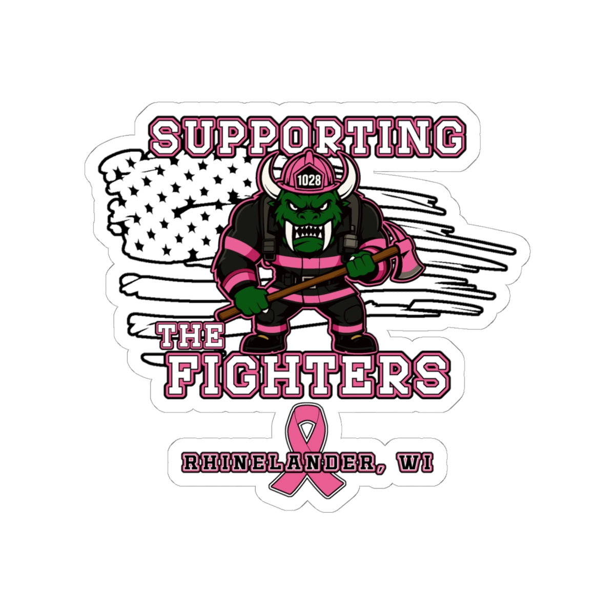 Breast Cancer Support Sticker — “Supporting The Fighters” Rhinelander WI Pink Ribbon