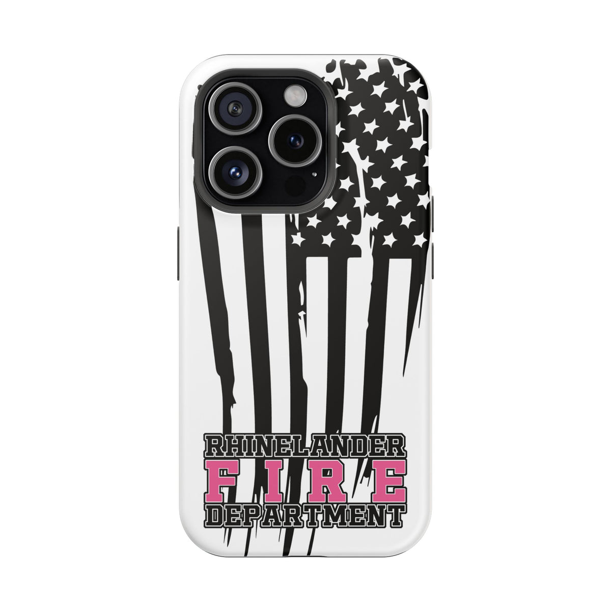 iPhone Magnetic Impact Case — Rhinelander Fire Department Pink & Black Flag Design