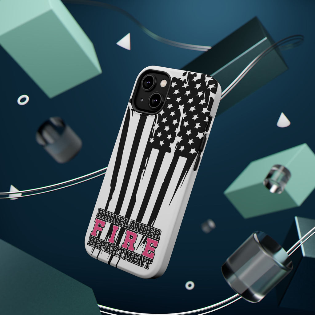 iPhone Magnetic Impact Case — Rhinelander Fire Department Pink & Black Flag Design