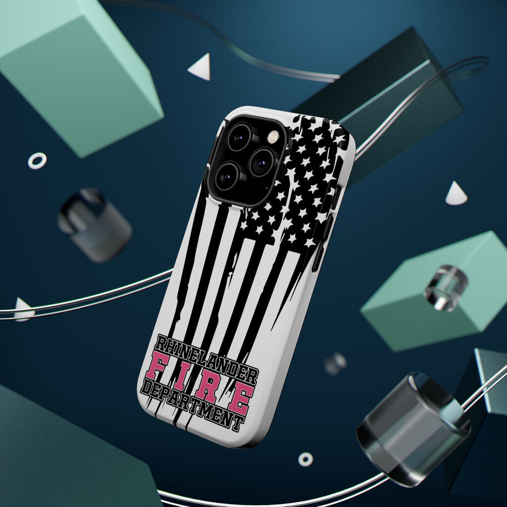 iPhone Magnetic Impact Case — Rhinelander Fire Department Pink & Black Flag Design
