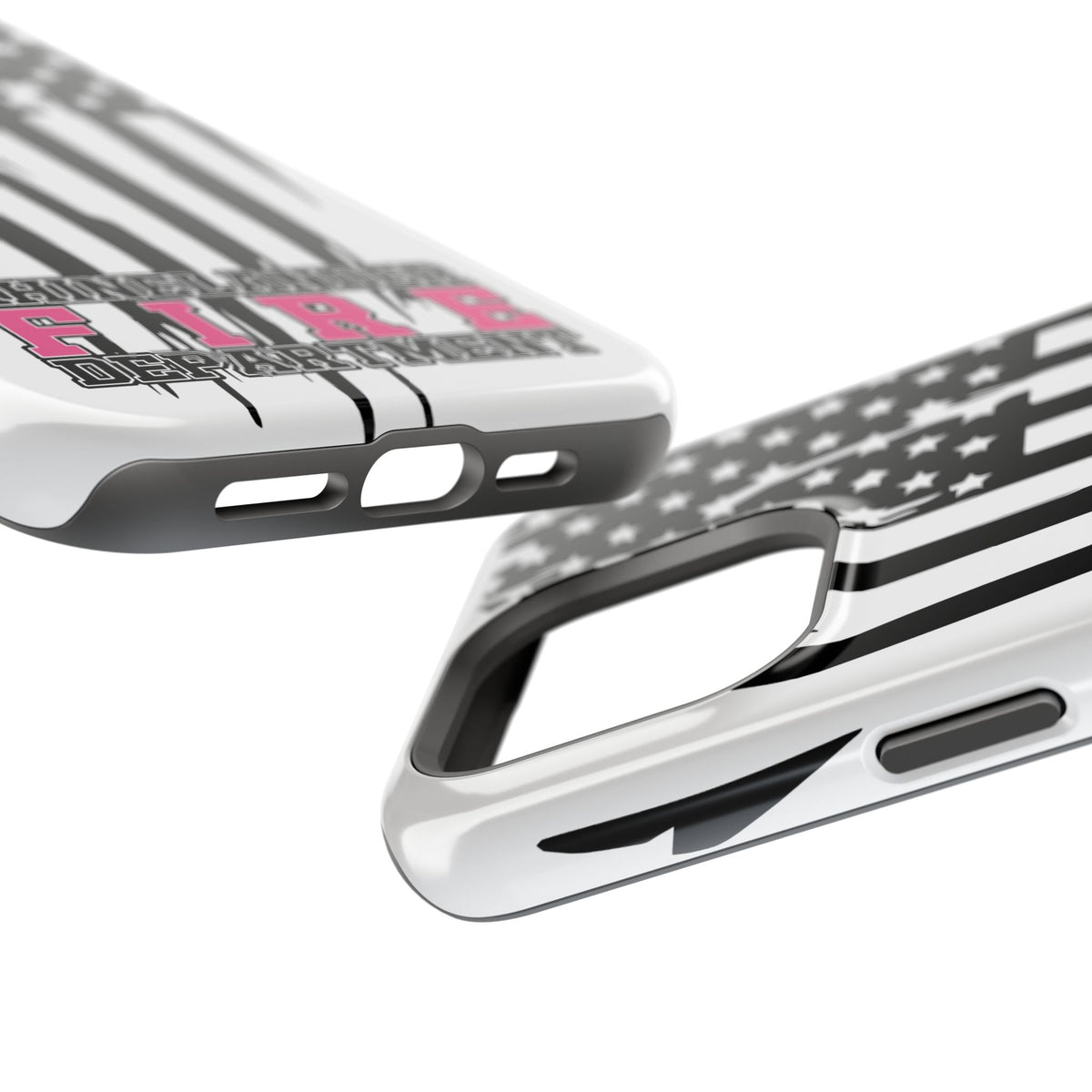 iPhone Magnetic Impact Case — Rhinelander Fire Department Pink & Black Flag Design