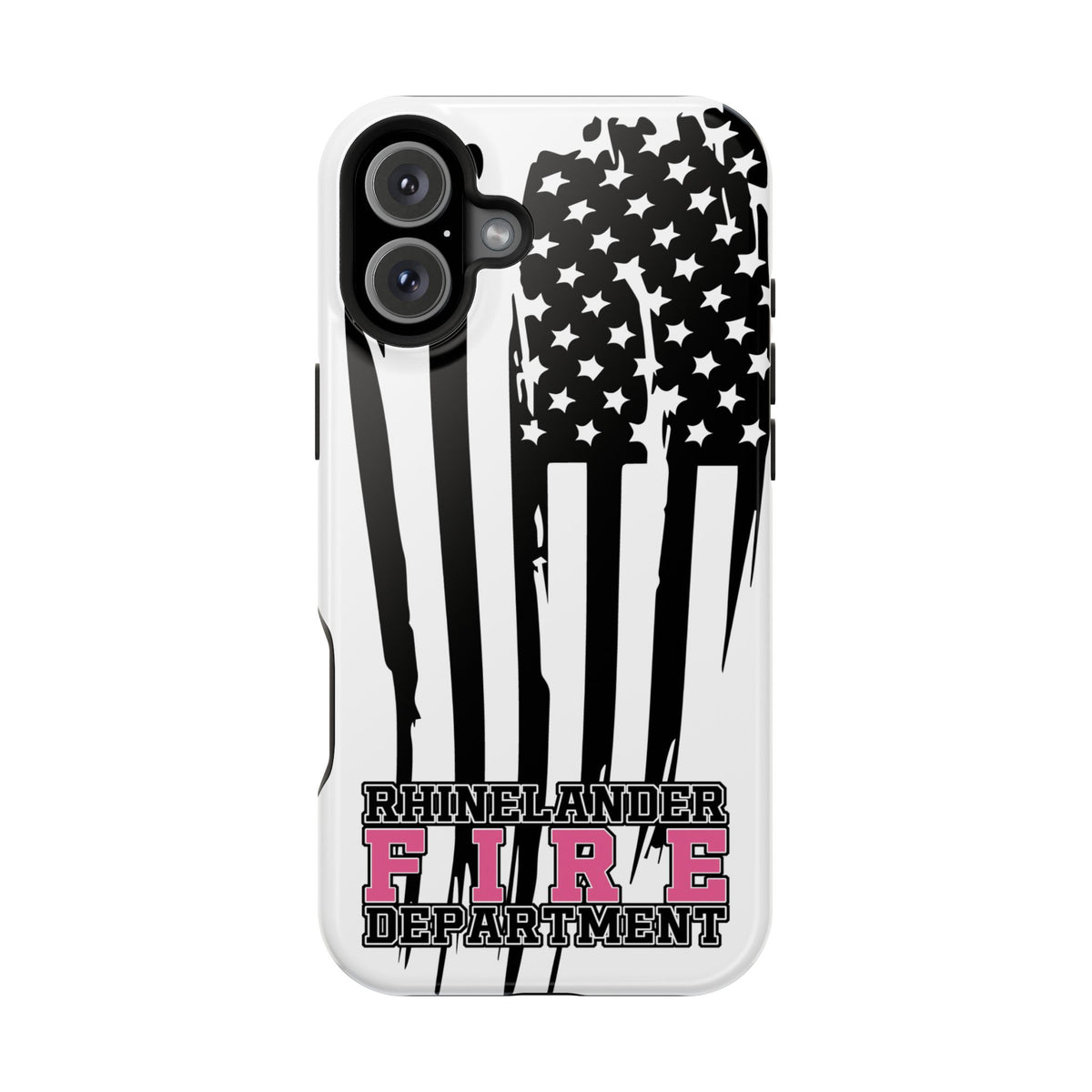 iPhone Magnetic Impact Case — Rhinelander Fire Department Pink & Black Flag Design
