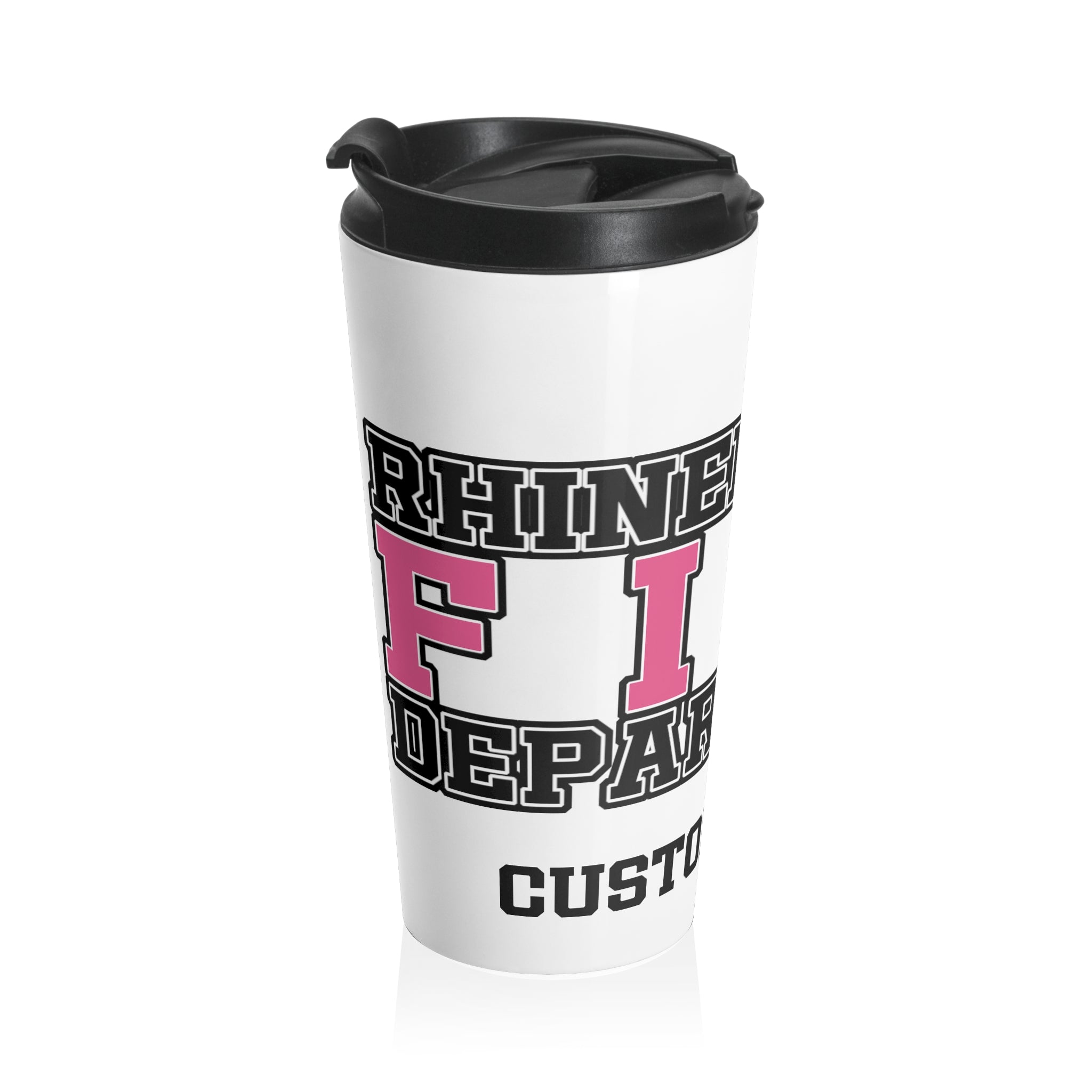 RHINELANDER FIRE breast cancer stainless steel travel mug