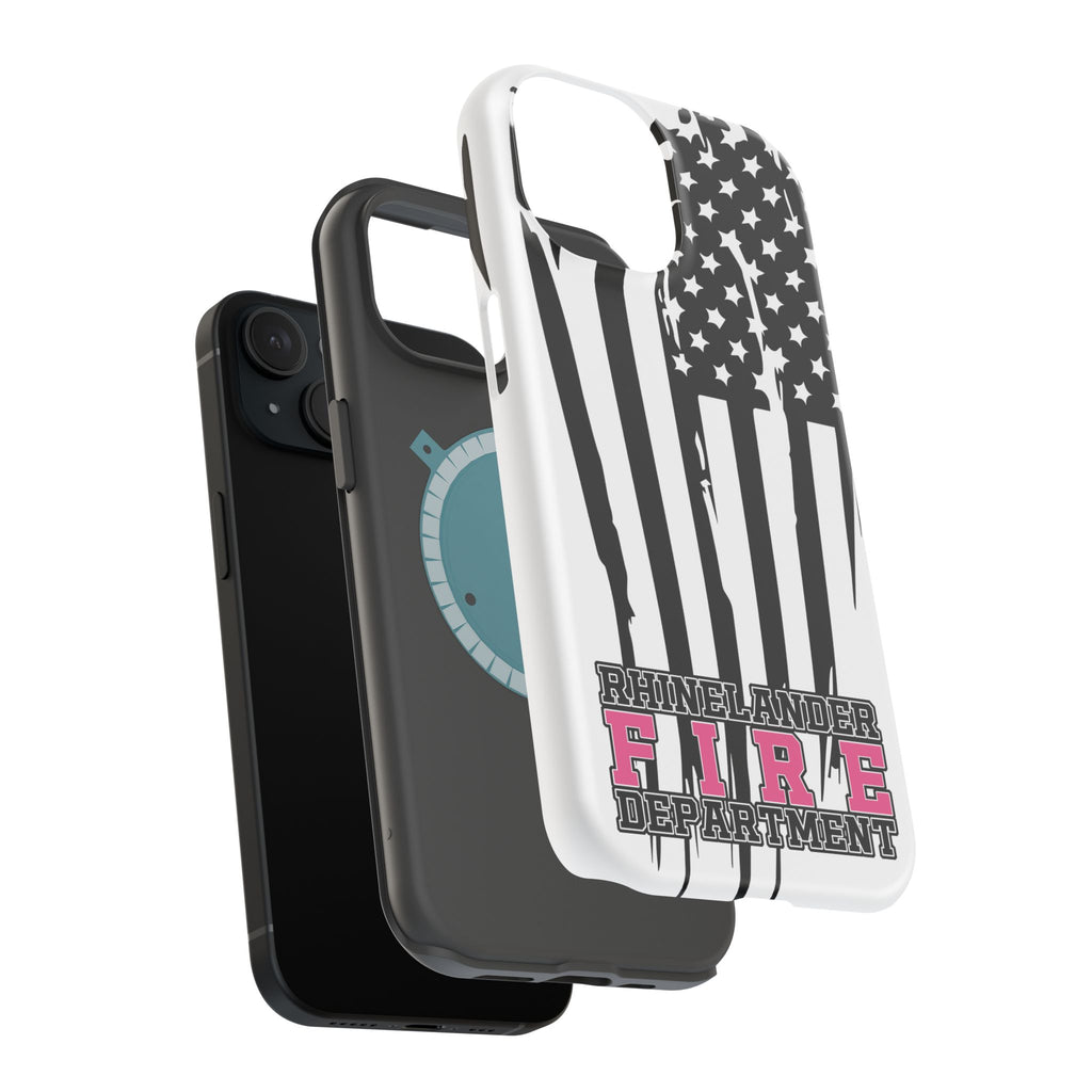 iPhone Magnetic Impact Case — Rhinelander Fire Department Pink & Black Flag Design