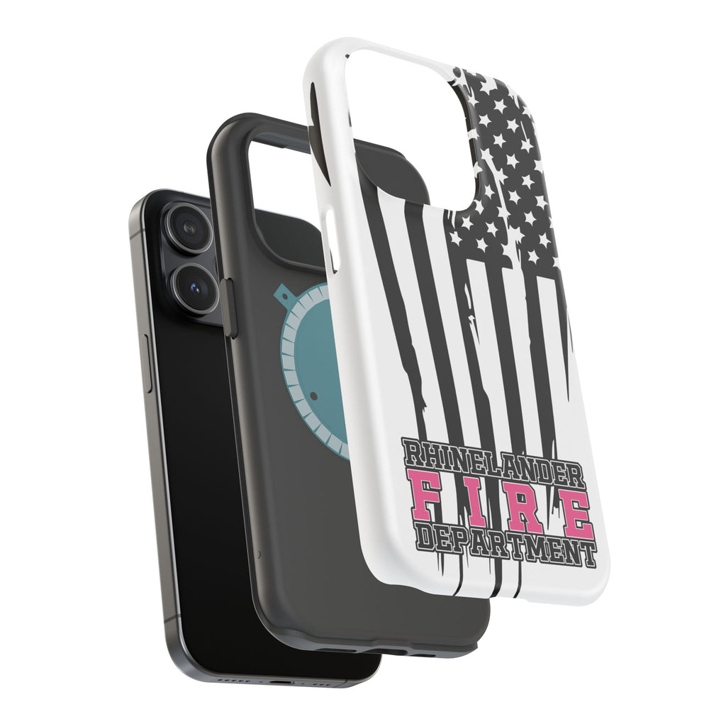 iPhone Magnetic Impact Case — Rhinelander Fire Department Pink & Black Flag Design