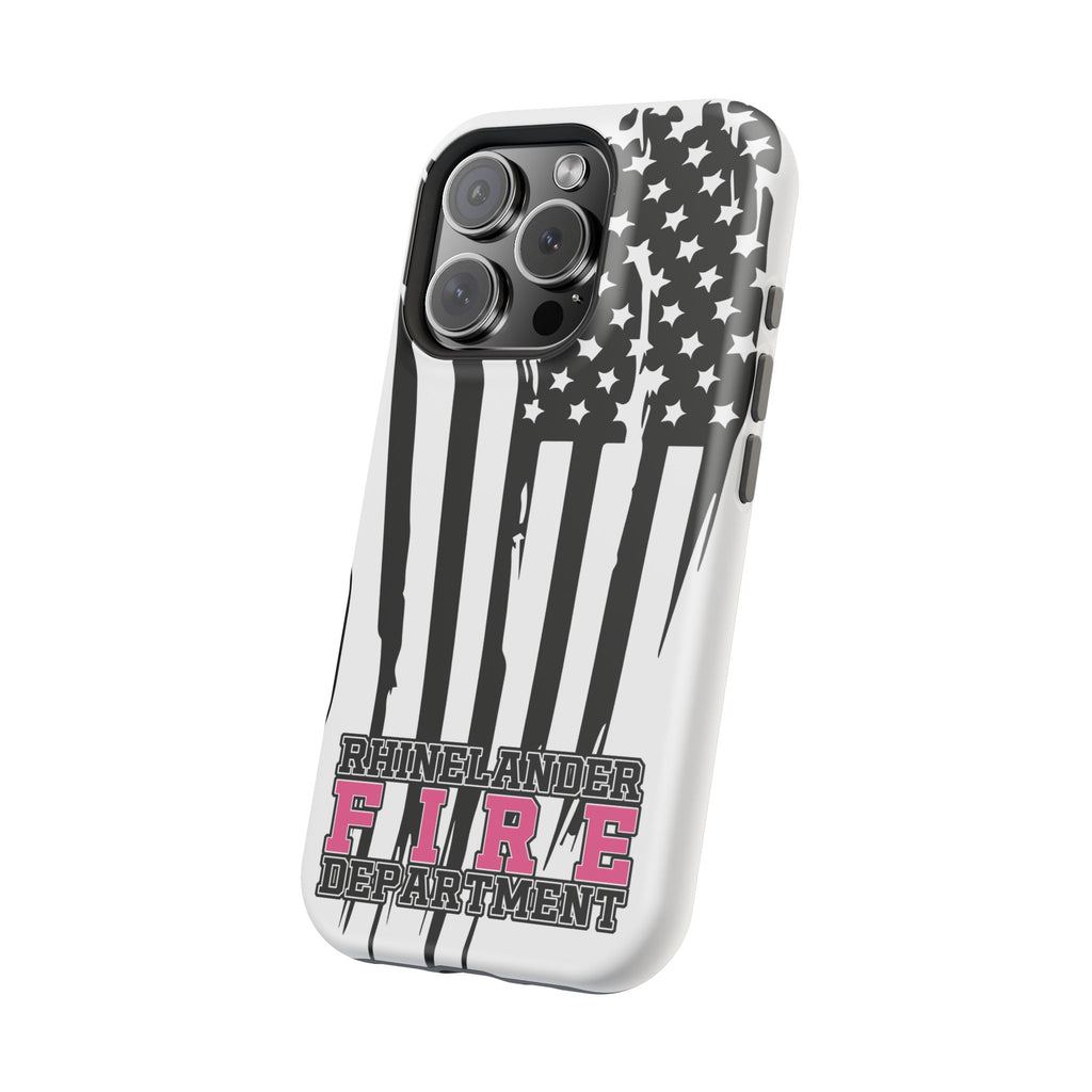 iPhone Magnetic Impact Case — Rhinelander Fire Department Pink & Black Flag Design