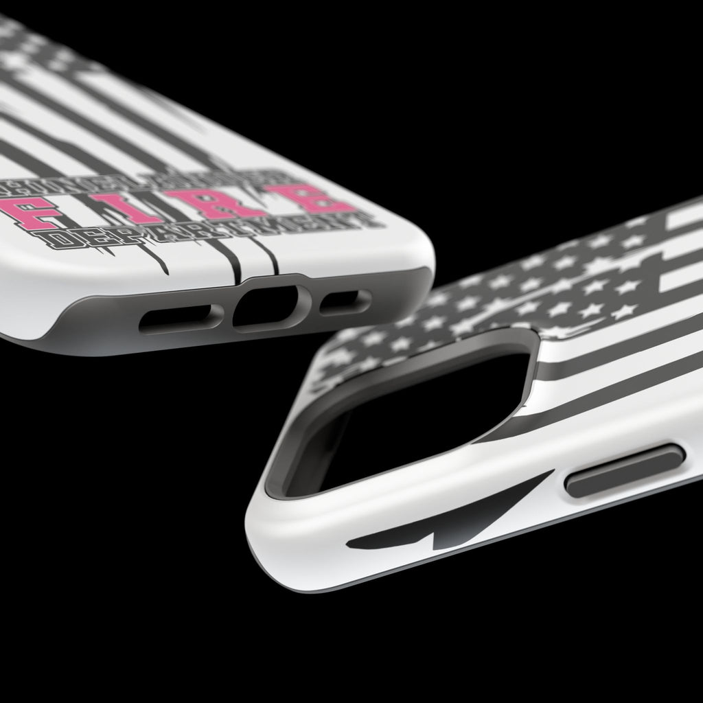 iPhone Magnetic Impact Case — Rhinelander Fire Department Pink & Black Flag Design