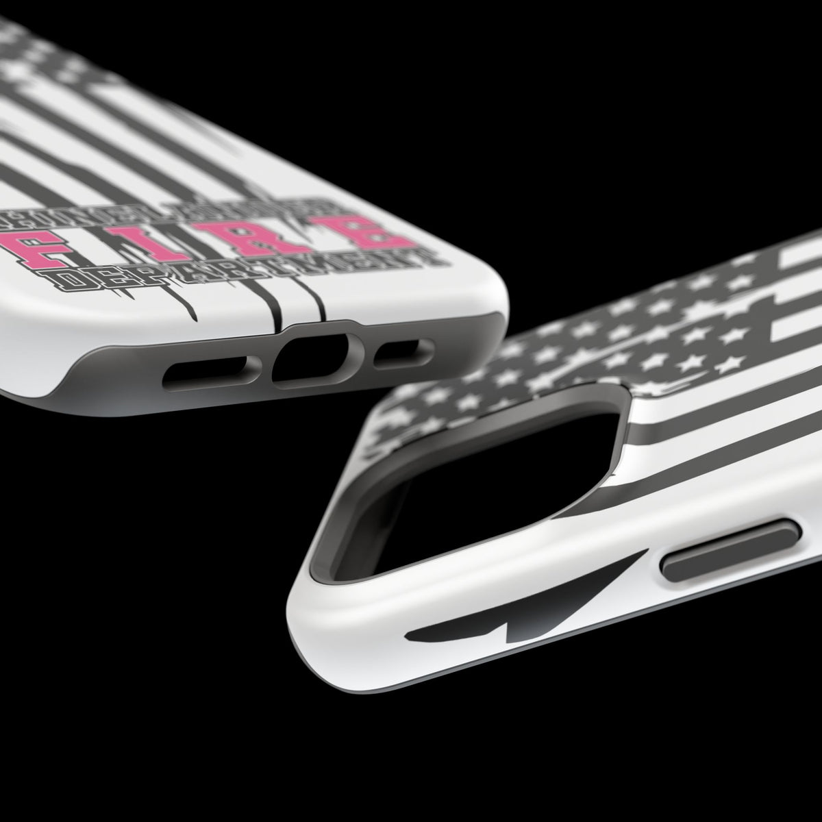 iPhone Magnetic Impact Case — Rhinelander Fire Department Pink & Black Flag Design