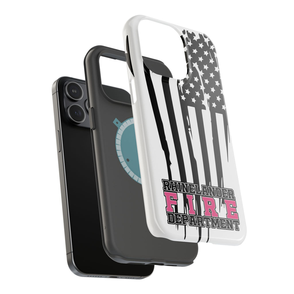 iPhone Magnetic Impact Case — Rhinelander Fire Department Pink & Black Flag Design