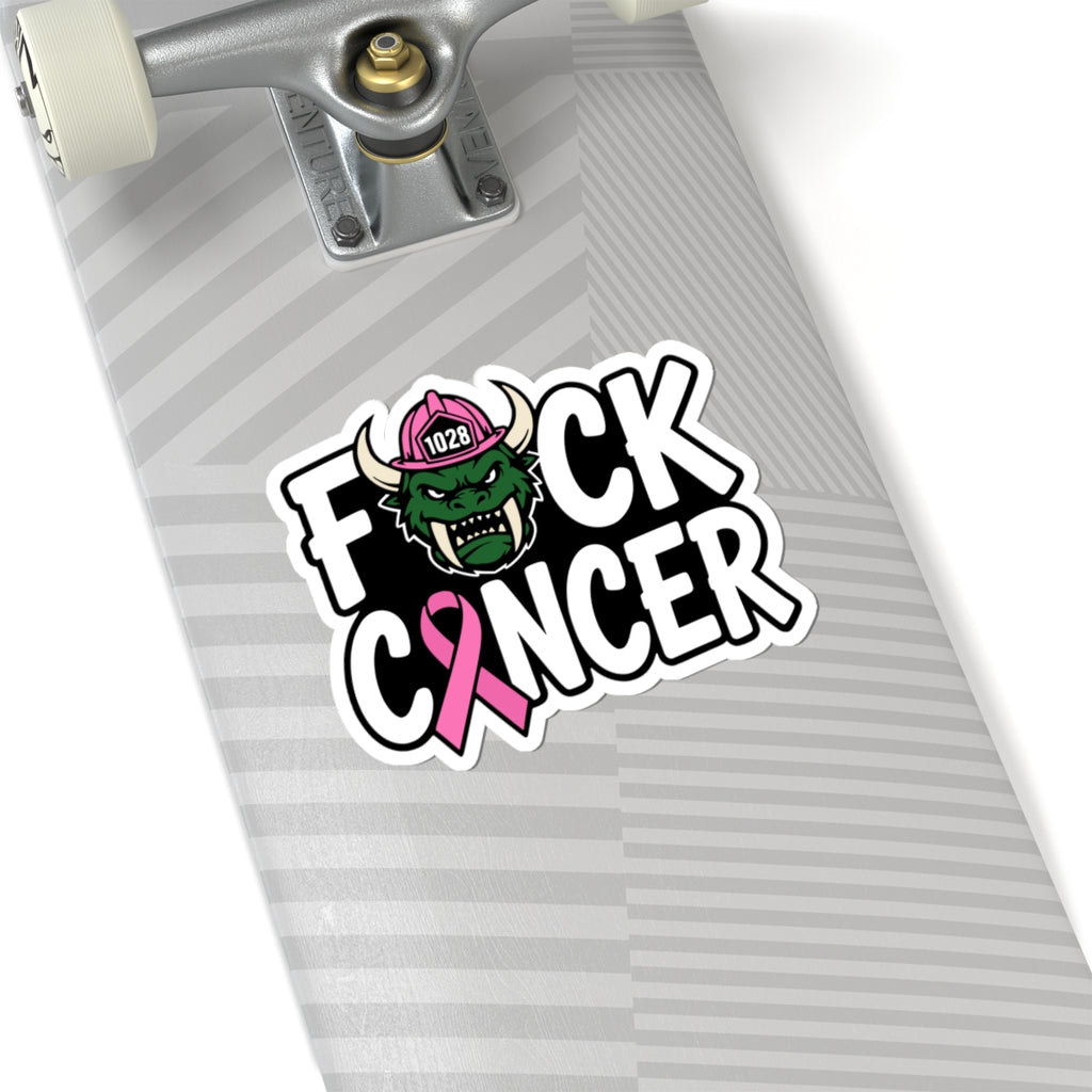 Fuck Cancer Sticker — Pink Ribbon Firefighter Viking Kiss-Cut Vinyl Decal