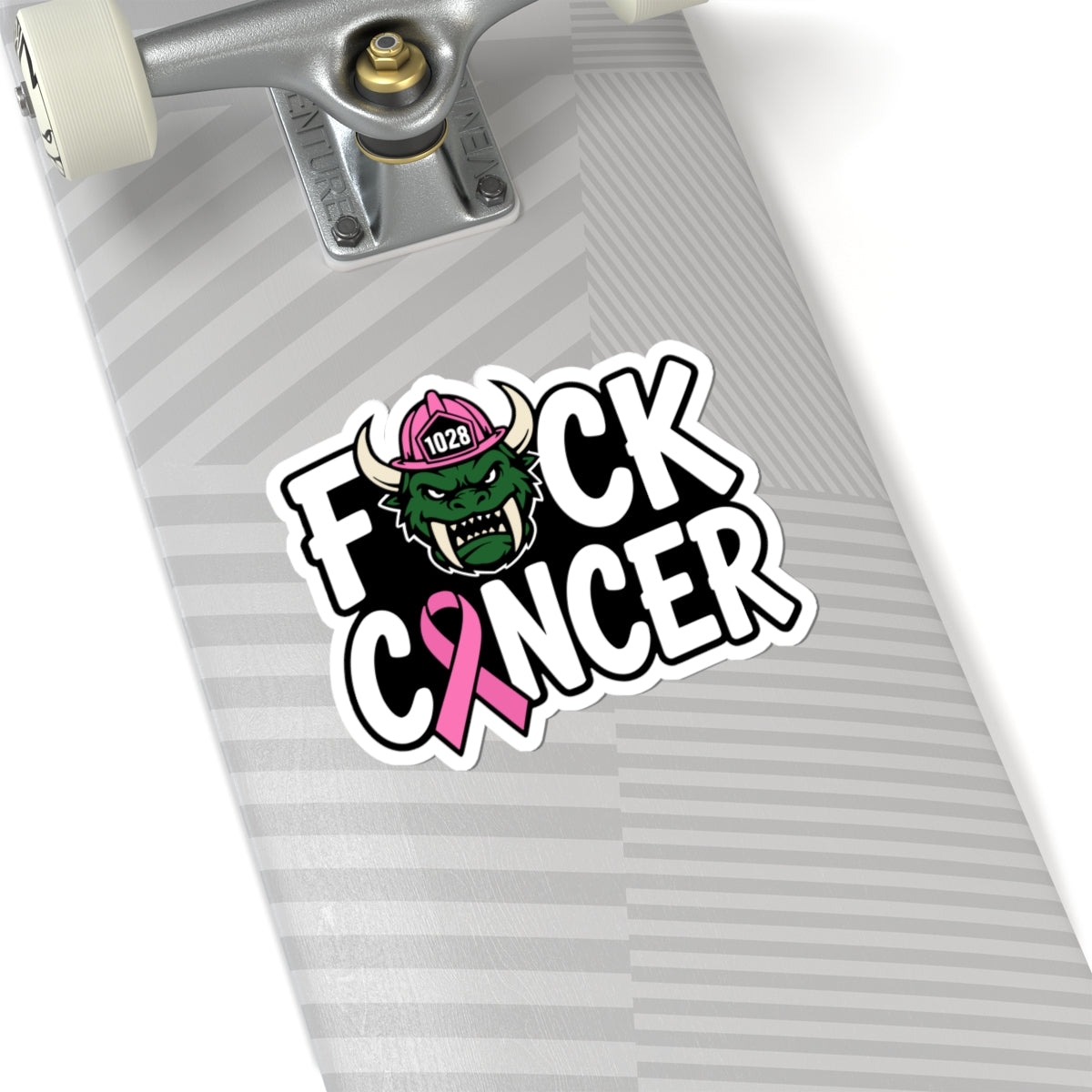 Fuck Cancer Sticker — Pink Ribbon Firefighter Viking Kiss-Cut Vinyl Decal