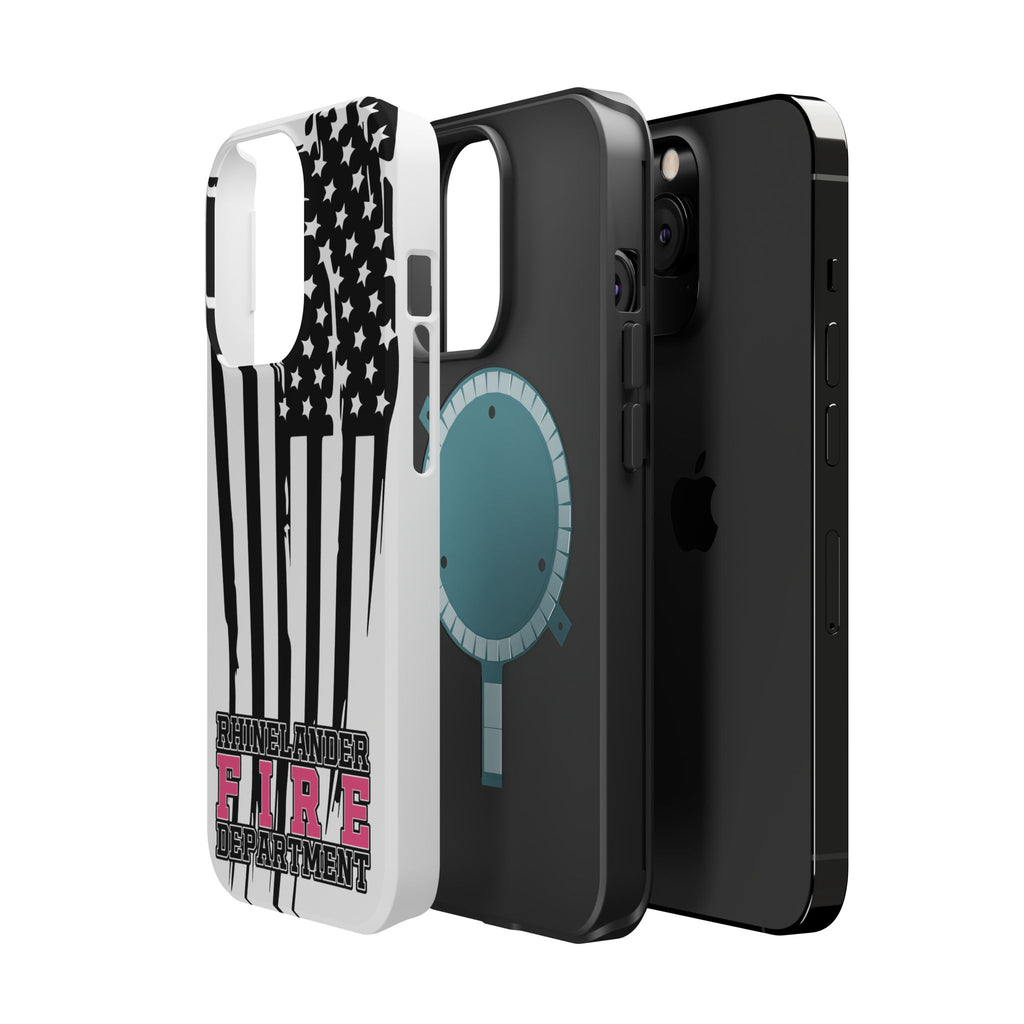 iPhone Magnetic Impact Case — Rhinelander Fire Department Pink & Black Flag Design