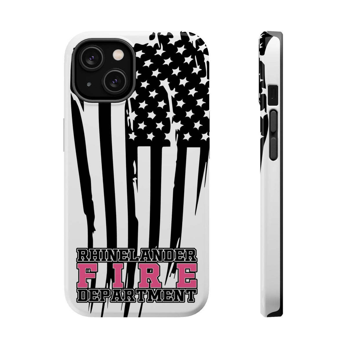 iPhone Magnetic Impact Case — Rhinelander Fire Department Pink & Black Flag Design