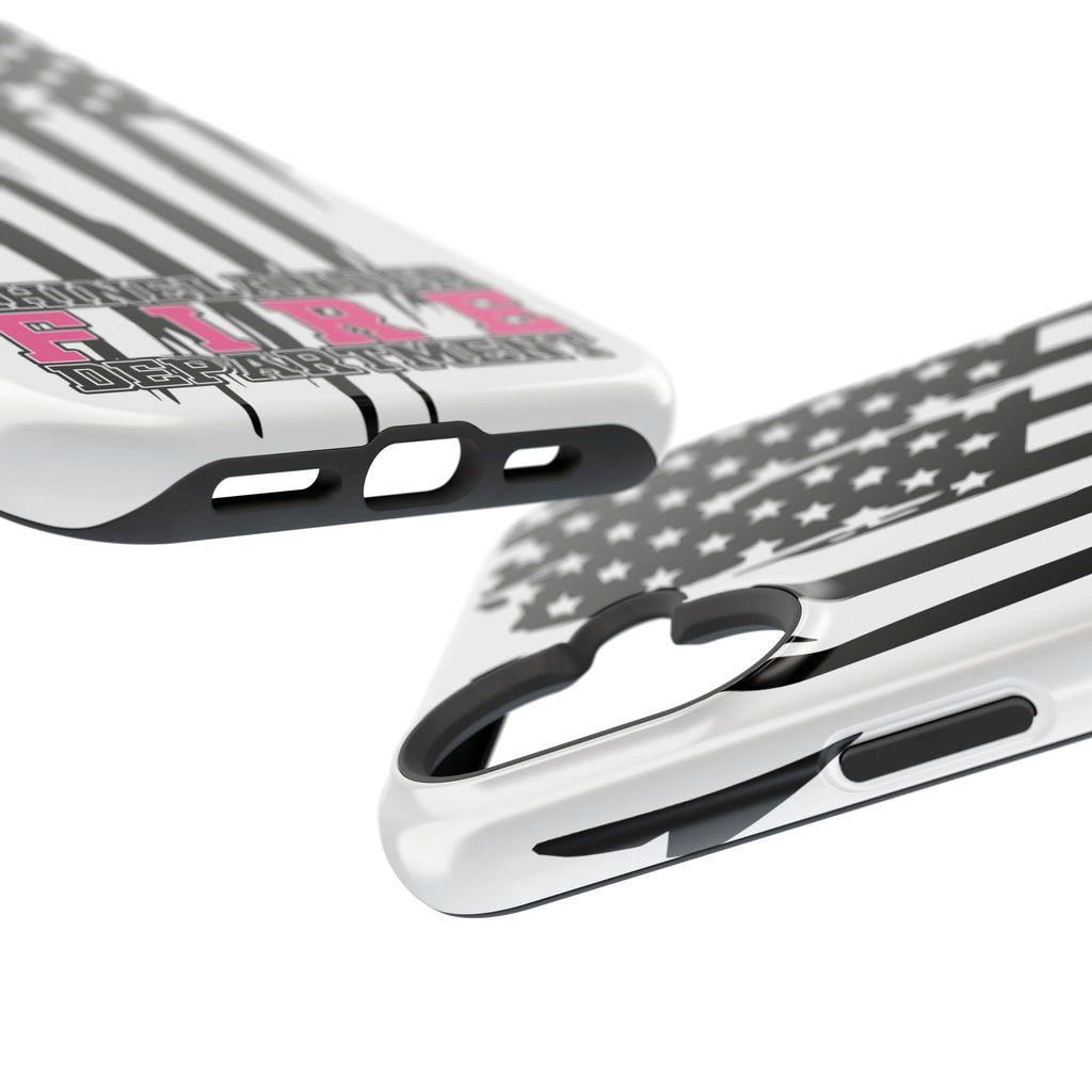 iPhone Magnetic Impact Case — Rhinelander Fire Department Pink & Black Flag Design