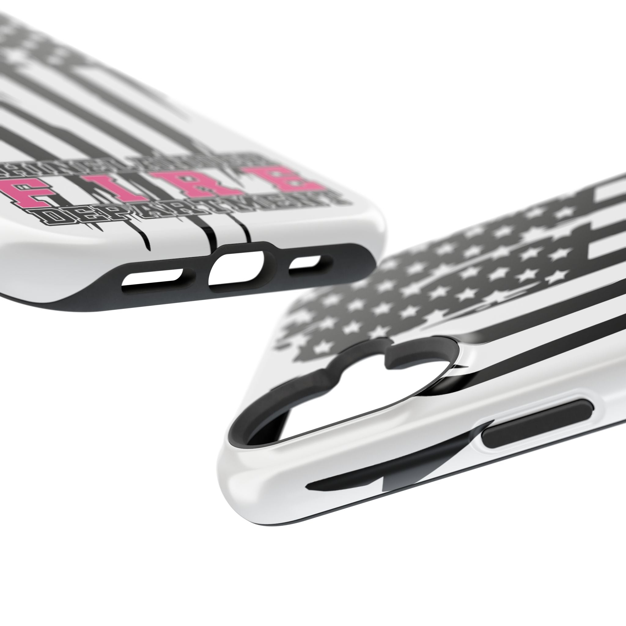 iPhone Magnetic Impact Case — Rhinelander Fire Department Pink & Black Flag Design