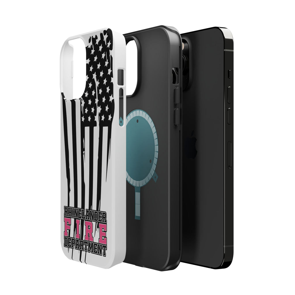 iPhone Magnetic Impact Case — Rhinelander Fire Department Pink & Black Flag Design