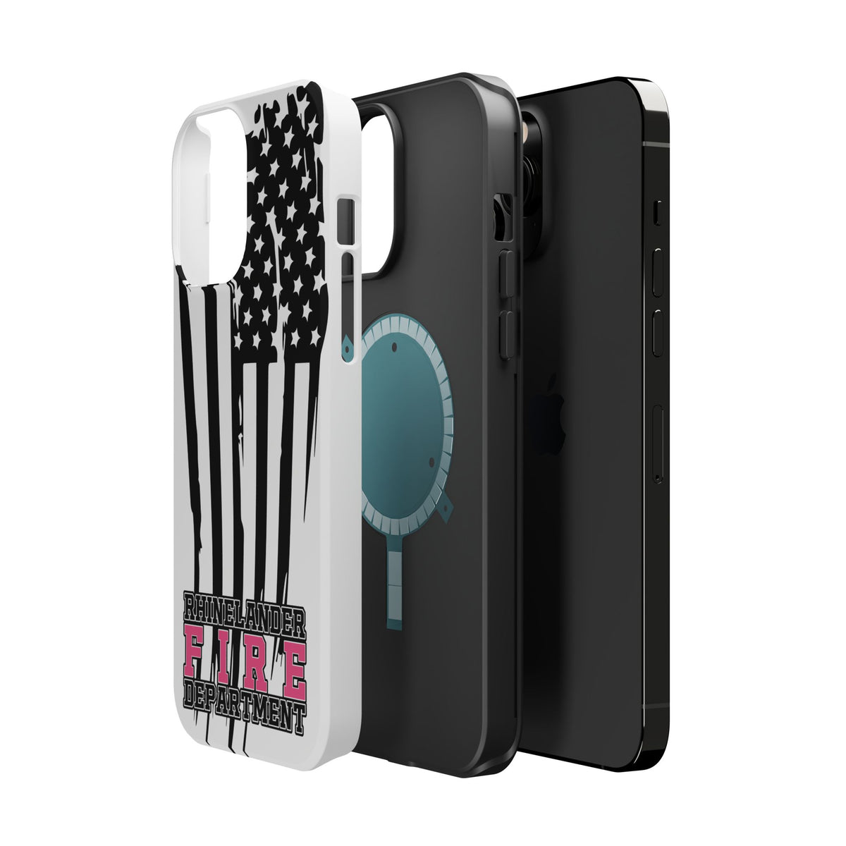 iPhone Magnetic Impact Case — Rhinelander Fire Department Pink & Black Flag Design