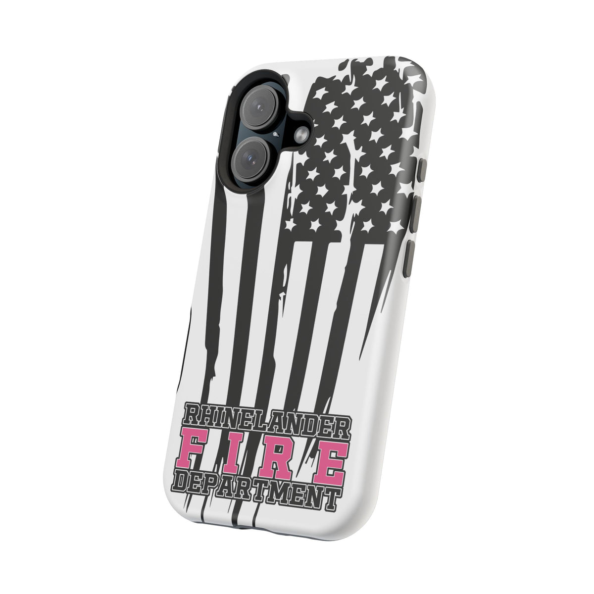 iPhone Magnetic Impact Case — Rhinelander Fire Department Pink & Black Flag Design