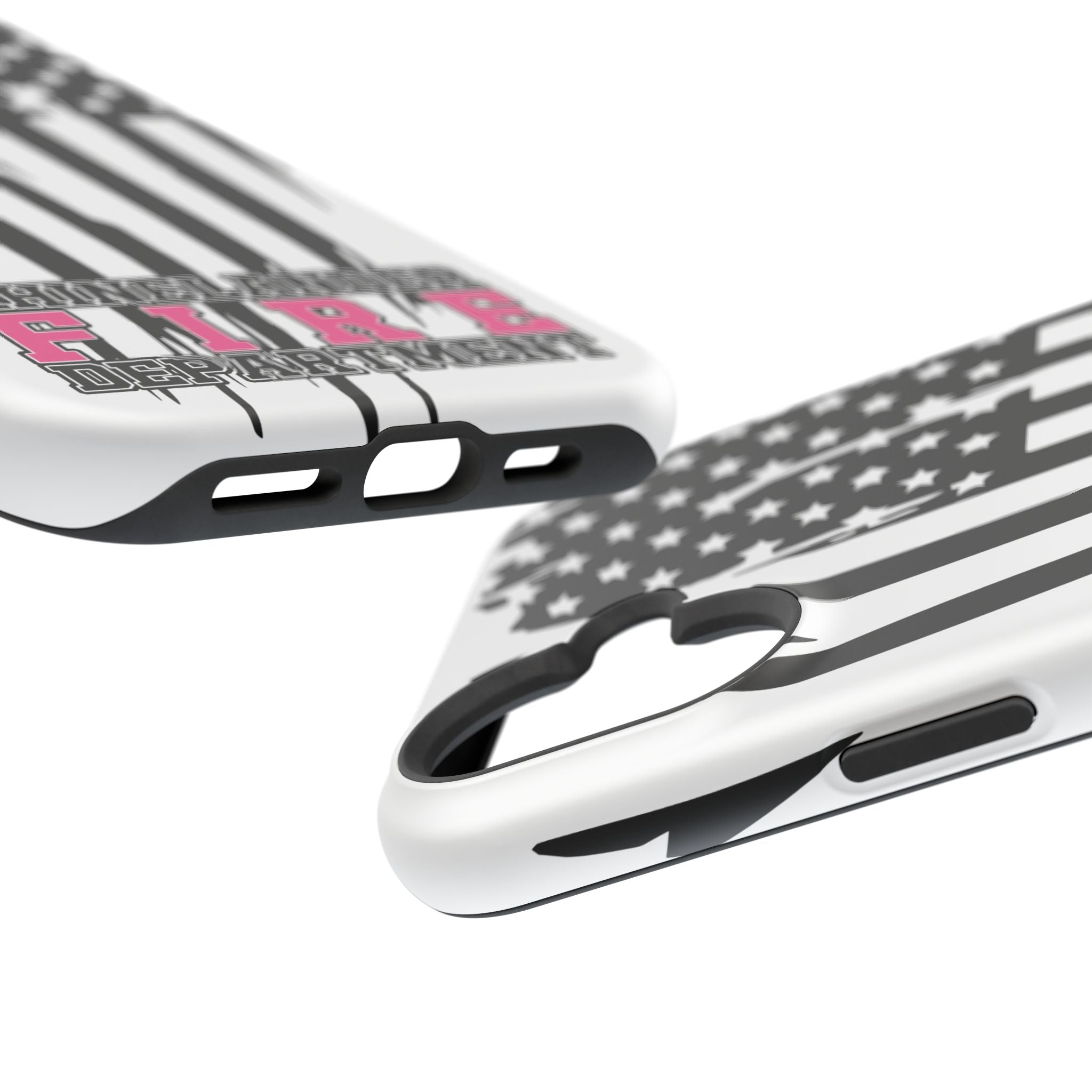 iPhone Magnetic Impact Case — Rhinelander Fire Department Pink & Black Flag Design