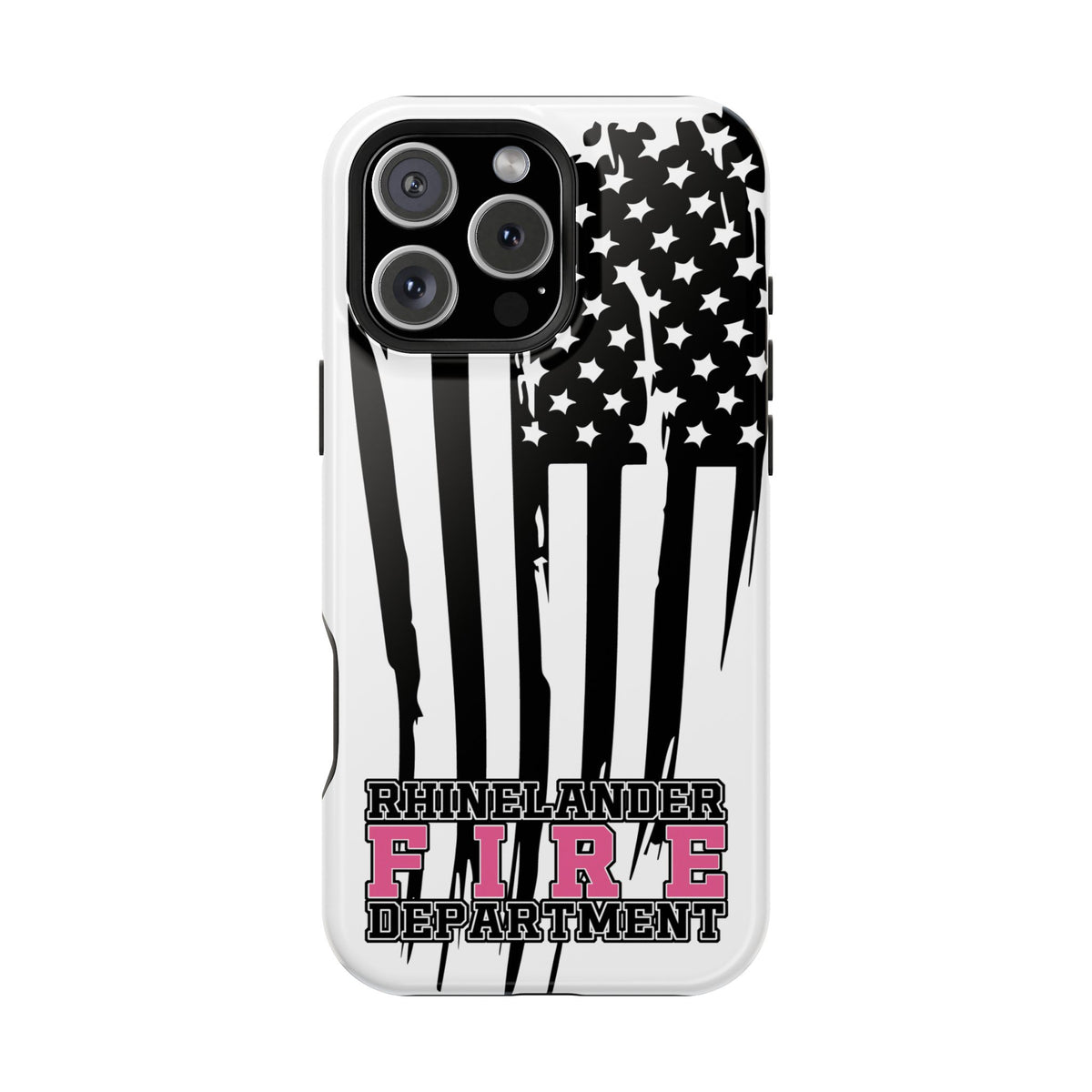 iPhone Magnetic Impact Case — Rhinelander Fire Department Pink & Black Flag Design